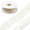 Polyester with Plastic Pearl Bead Wrinkle Ribbon, Lace Trim, Clothes Accessories, Beige, 1-7/8 inch(48mm), about 5 Yards/Roll