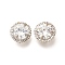 Brass Micro Pave Clear Cubic Zirconia Buttons, Long-Lasting Plated, Cadmium Free & Lead Free, Flat Round, Platinum, 11.5x6mm