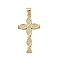 Brass Micro Micro Pave Clear Cubic Zirconia Pendants, Cross, Real 18K Gold Plated, 32x17x2mm, Hole: 6x3.5mm