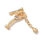 Brass Micro Pave Clear Cubic Zirconia Toggle Clasps, Branch, Real 18K Gold Plated, 62mm, Bar: 6x17x3mm, Branch: 28x9x5mm