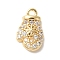 Christmas Theme Brass Micro Pave Cubic Zirconia Charms, Gloves with Snowflake, Golden, 11x7x2.5mm, Hole: 1.2mm