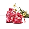 Cotton and Linen Packing Pouches, Drawstring Bags, Rectangle, Red, 14x10cm