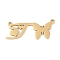 304 Stainless Steel Pendants, Letter & Butterfly Charms, Letter T, 10.5x26.5x0.9mm, Hole: 1.2mm