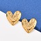 304 Stainless Steel Heart Stud Earrings, Ion Plating(IP), Real 18K Gold Plated, 14.5x13.5mm