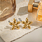 Stainless Steel Flower Stud Earrings, Real 18K Gold Plated, 27.7x27.7mm