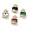 Alloy Rhinestone Pendants, Perfume, Rack Plating, Golden, Mixed Color, 28.5x17x9mm, Hole: 1.7mm