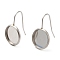 Non-Tarnish 304 Stainless Steel Earring Hooks, Earring Settings, Flat Round, Stainless Steel Color, 21 Gauge, 22x14mm, Pin: 0.7mm, Tray: 12mm