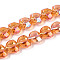 Electroplate Transparent Glass Beads Strands, Heart, Faceted, AB Color Plated, Half Plated, Chocolate, 15x13x8.5mm, Hole: 1mm, about 50pcs/strand, 23.62 inch(60cm)