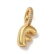 Brass Micro Pave Cubic Zirconia Pendants, Lead Free & Cadmium Free, Long-Lasting Plated Letter F, 18x9x9mm, Hole: 5mm
