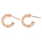Rack Plating Brass C-Shaped Stud Earrings, Cadmium Free & Lead Freer, Rose Gold, 16x4mm, Pin: 0.8mm
