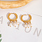 Fashionable Stainless Steel Rice Chandelier Earrings, with Imitation Pearl, Real 18K Gold Plated, 12.1x3.1mm