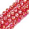 Electroplate Transparent Glass Beads Strands, Rondelle, Faceted, Faceted, Crimson, 7.5~8x6.5~7mm, Hole: 1.2mm, about 70pcs/strand, 19.29~19.37''(49~49.2cm)