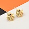 Ghost Brass Stud Earrings, Cadmium Free & Lead Free, Rack Plating, with Enamel, Real 18K Gold Plated, Black, 0.65x0.63 inch(1.65x1.6cm)