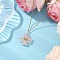 Natural Rose Quartz Clover Pendant Necklaces, 304 Stainless Steel Cable Chain Necklaces for Women, Golden, 17.52 inch(44.5cm)