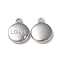 Tarnish Resistant 304 Stainless Steel Pendant Rhinestone Settings, Flat Round with Word LOVE Charm, Stainless Steel Color, Fit: 1mm Rhinestone, 13x10.5x3mm, Hole: 1.2mm