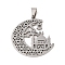 Non-Tarnish 201 Stainless Steel Pendants, Hollow, Crescent Moon and Mosque Islamic Charm, Stainless Steel Color, 38x34x1.5mm, Hole: 8x5mm
