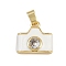 Brass Micro Pave Clear Cubic Zirconia Charms, Camera, with Enamel, Cadmium Free & Lead Free, Long-Lasting Plated, Real 18K Gold Plated, White, 14.5x15x4mm, Hole: 2.5x4.5mm