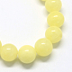 Chapelets de perles de pierres en jade jaune teinte G-R271-4mm-Y06-2