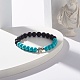 Round Synthetic Turquoise & Natural Lava Rock Stretch Bracelet BJEW-JB07470-02-2