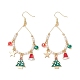 Серьги-подвески в виде елки из латуни и стекла EJEW-TA00666-3
