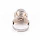 調節可能なジェムストーンラウンドフィンガー指輪  真鍮パーツ  usサイズ7 1/4(17.5mm) RJEW-T019-01D-S-2