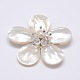Natural White Shell Mother of Pearl Shell Flower Big Pendants SSHEL-J032MS-11-1