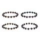 Stretch-Armband mit runden Perlen aus natürlichem Lavagestein und Glassäulen BJEW-JB08623-1