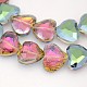 Faceted Heart Electroplate Rainbow Plated Glass Beads Strands EGLA-P010-F03-2