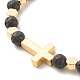 Bracelet extensible perles de zircone cubique croix BJEW-JB07198-8