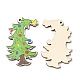 片面クリスマスプリントウッドビッグペンダント  クリスマスツリーのお守り  ライムグリーン  55x40x2.5mm  穴：2mm WOOD-D025-31-1