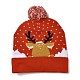 LED ライトアップ クリスマス アクリル繊維糸カフス ビーニー キャップ  女性のための冬の暖かいニット帽子  内蔵バッテリーとスイッチ付き  鹿  285x240x13.5mm  内径：145mm AJEW-F063-01-2