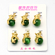 Round Cat Eye Pendants with Golden Tone Alloy Findings CE-R011-02-3