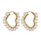 Boucles d'oreilles créoles en forme de cœur et de perles de coquillage EJEW-TA00248-1