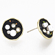 (vendita di fabbrica di feste di gioielli) orecchini a bottone smaltati in lega rotonda piatta EJEW-N009-09A-3