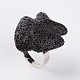 Adjustable Fish Lava Rock Gemstone Finger Rings RJEW-I015-10-1