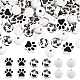 Globleland 180 個ウッドビーズラウンド犬の足跡ウッドビーズ黒、白面白いスペーサービーズ diy ネックレスブレスレット作り WOOD-GL0001-06-1