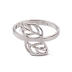 201 Stainless Steel Hollow Out Leaf Adjustable Ring for Women RJEW-C045-05P-2