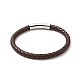 Bracelet cordon cuir tressé avec 304 fermoir acier inoxydable pour homme femme BJEW-C021-09-3