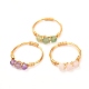 Copper Wire Wrapped Natural Gemstone Braided Bead Rings for Women RJEW-JR00393-1