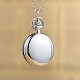 Flat Round Alloy Printed Glass Pocket Watch Pendant Necklaces WACH-H017-01B-3