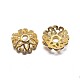 Real 18K Gold Plated Multi-Petal 925 Sterling Silver Bead Caps, Flower, Golden, 6x2.2mm, Hole: 1mm, about 125pcs/20g