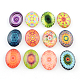 Cabochons ovales à dos plat avec motif de kaleidoscope fleur en verrre for DIY Projects X-GGLA-R022-40x30-101-1