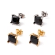 6 Pairs Tiny Cubic Zirconia Square Stud Earrings EJEW-G291-01A-M-2