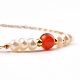 Bracelets en perles d'agate rouge naturelle / cornaline (teints et chauffés) BJEW-JB05327-05-2