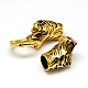 Tibetan Style Alloy Animal Tiger Head Spring Gate Rings PALLOY-A063-03-3