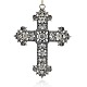 Антикварная посеребренные сплав Rhinestone крест подвески, расцветший крест, кристалл, 85x67x6 мм, отверстие : 4 мм