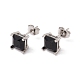 6 paire de petites boucles d'oreilles carrées en zircone cubique EJEW-G291-01A-M-3