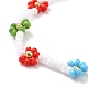 Handmade Daisy Flower Baking Paint & Dyed Glass Seed Beaded Stretch Bracelets BJEW-JB07668-01-4