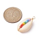 Natural Cowrie Shell Copper Wire Wrapped Pendants PALLOY-JF02302-4