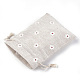 ポリコットン（ポリエステルコットン）パッキングポーチ巾着袋  印刷された花で  ホワイト  13.1~14.5x9.5~10cm ABAG-S004-04B-10x14-3